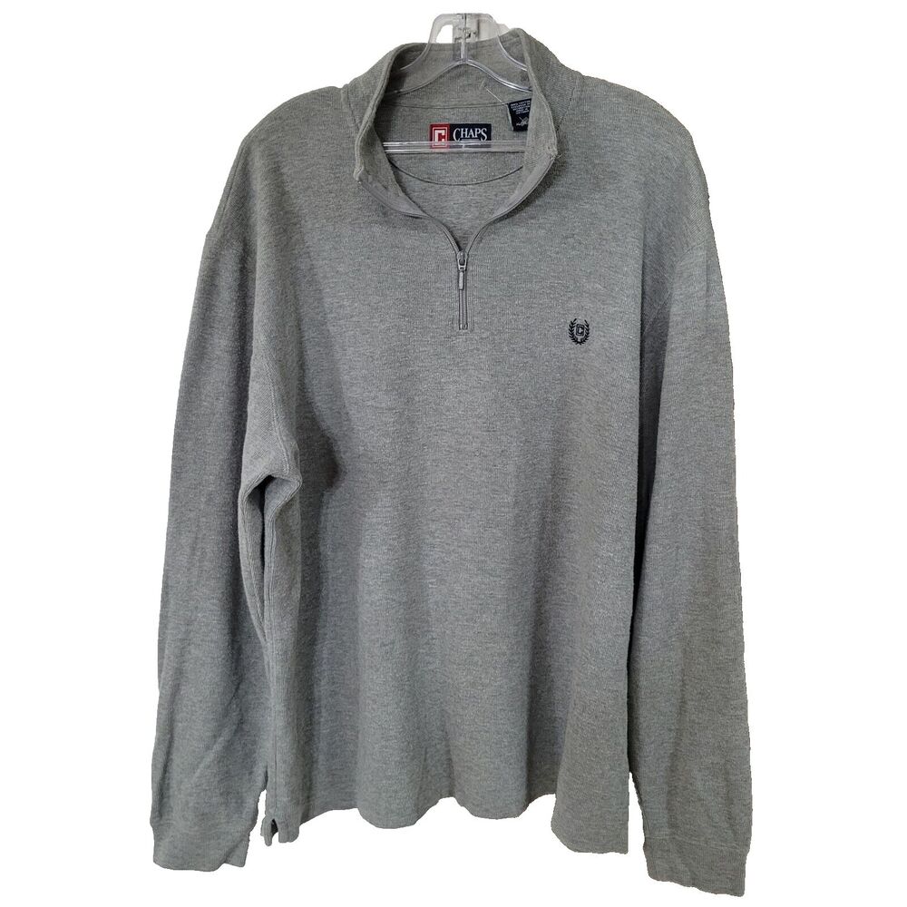 Vtg Chaps Ralph Lauren Sweater Mens XL Gray Pullover Preppy 1/4 Zip 90s …